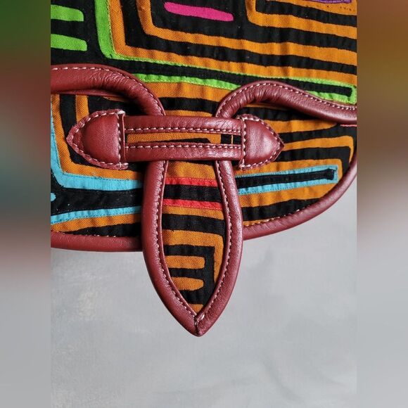 Carriel Crossbody Handbag RedColor/Colorful Cloth Material 10x9 - Picture 3 of 13